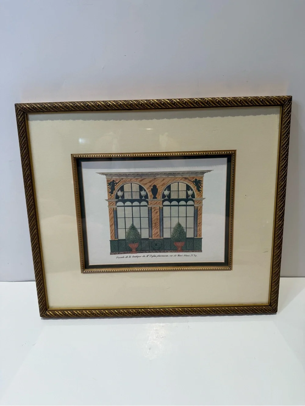 Vintage French Architecture Print Parisian Boutique Facade Ornate Frame